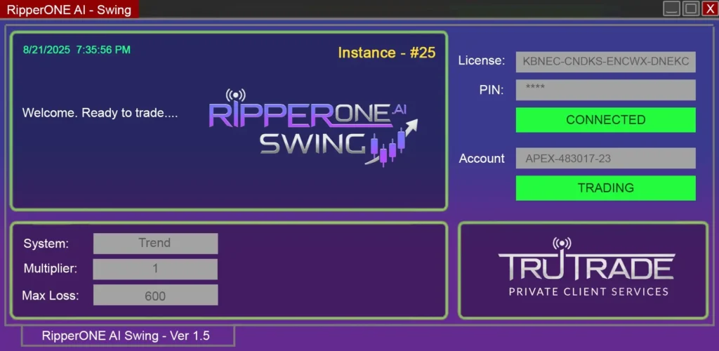 TruTrade Receiver Portfolio AI RipperONE AI Swing 1