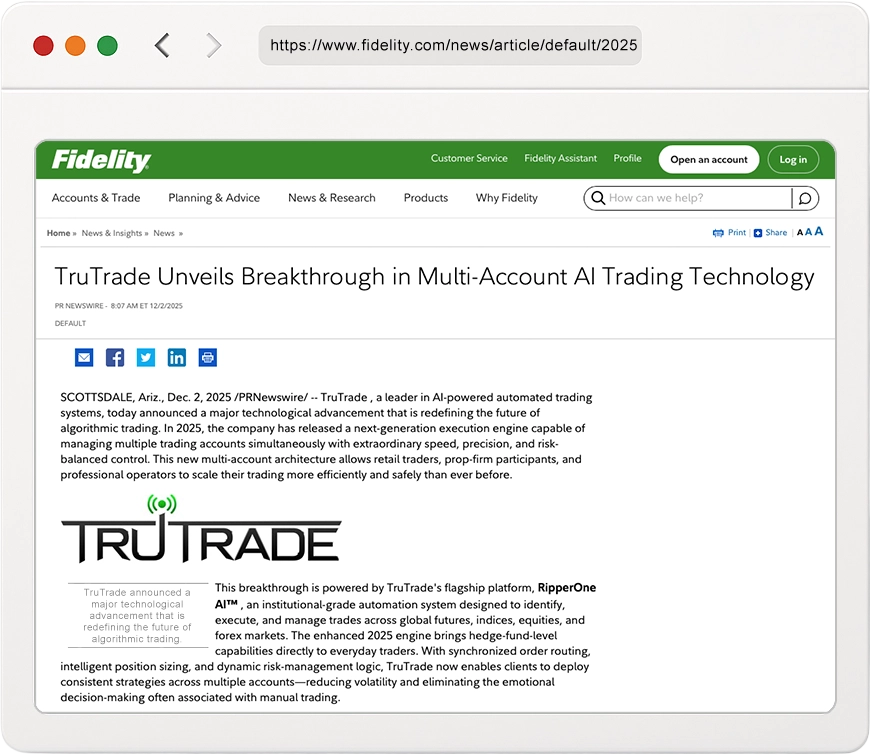 TruTrade PC Window Fidelity